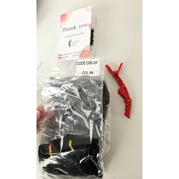 Vigorous Womens 24 Inch Dark Brown Hair Extensions Clip In 4Pcs Long Wavy Synth. - Picture 6 of 7